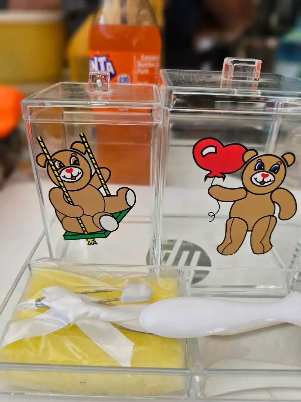 Vintage Bear Acrylic Deluxe Nursery Jar Set Tray